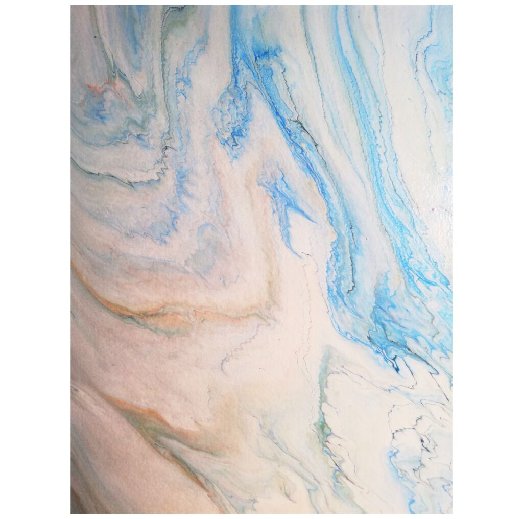 Œuvre d'art abstraite de Marianne Borgna-Fransioli, "Cartographies de l'âme 5", acrylique fluide sur châssis coton, 60x50 cm