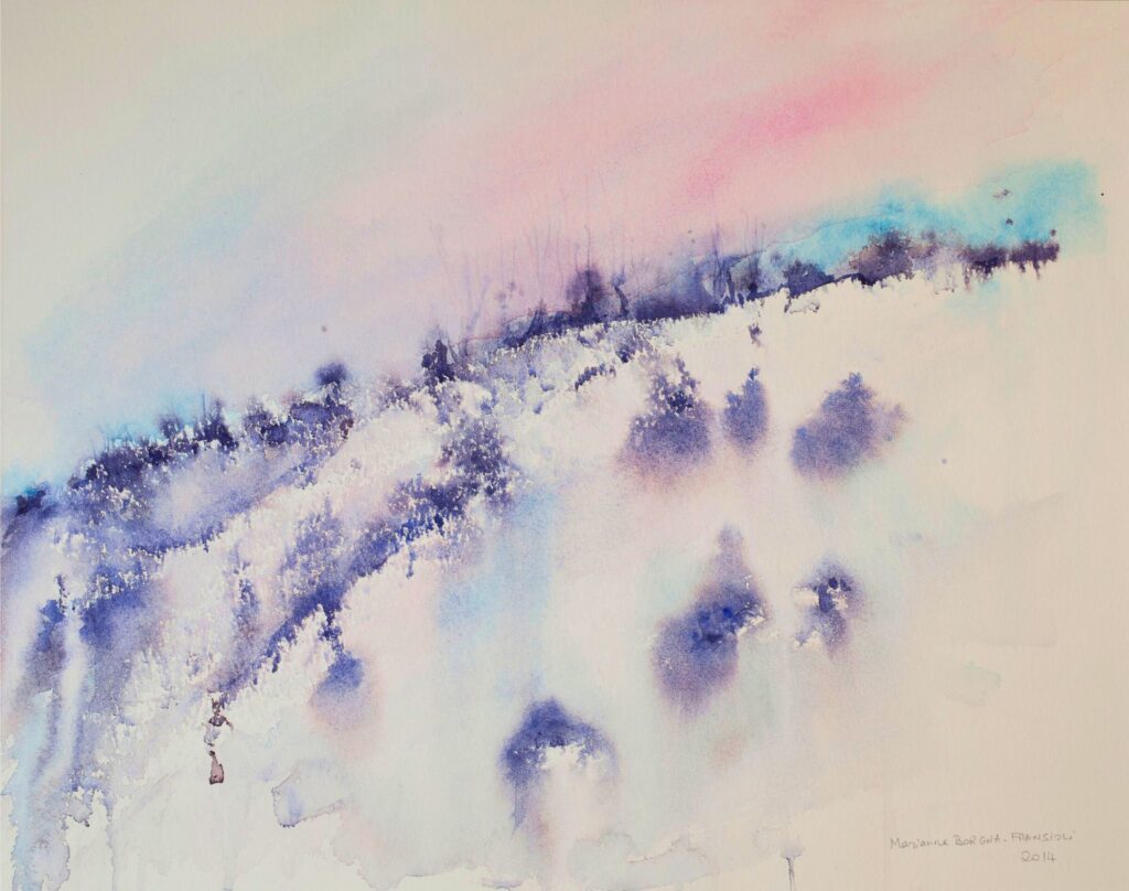 Peinture abstraite 'Soundpainting n°4' de Marianne Borgna-Fransioli – Aquarelle Winsor & Newton sur papier Hahnemühle