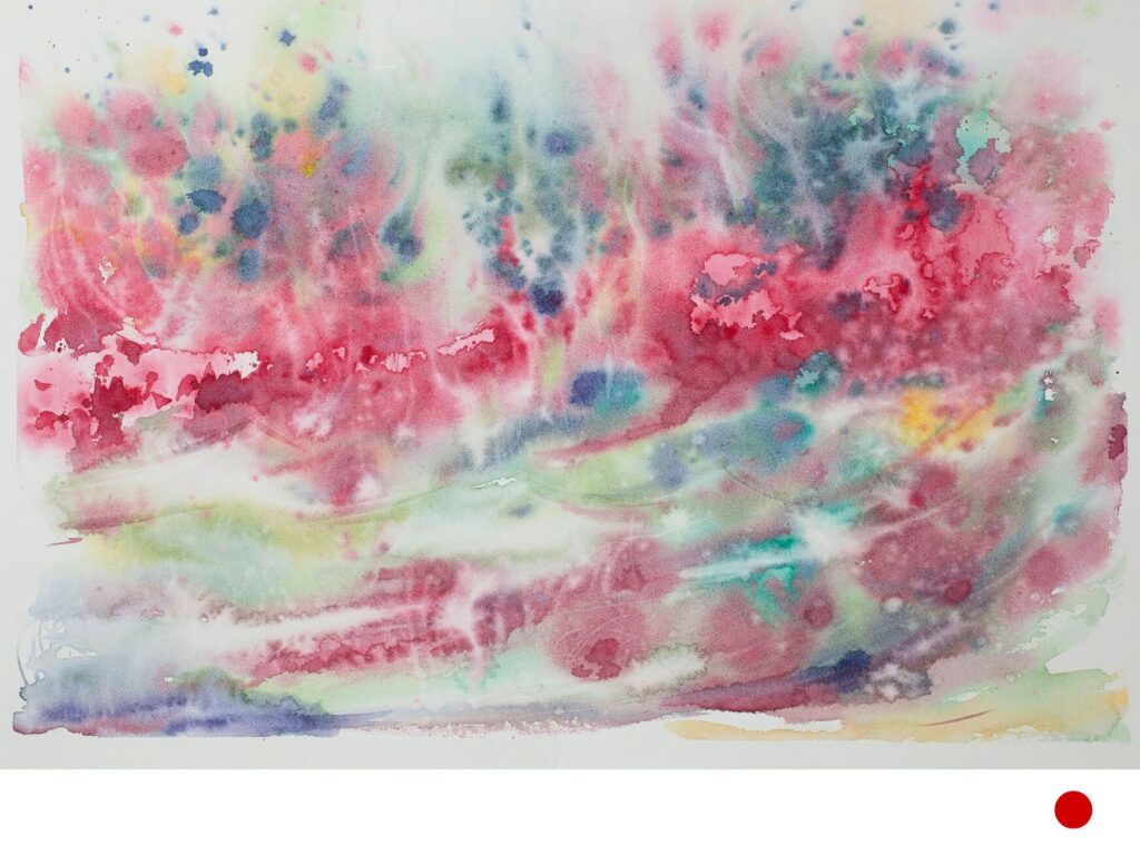 Peinture abstraite 'Jardin des rêves n°3' de Marianne Borgna-Fransioli – Aquarelle Winsor & Newton sur papier Hahnemühle