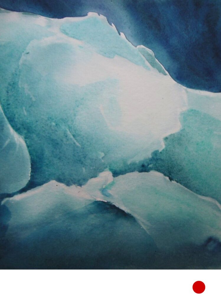 Peinture abstraite 'Glaciers de Patagonie' de Marianne Borgna-Fransioli – Aquarelle Winsor & Newton sur papier Hahnemühle