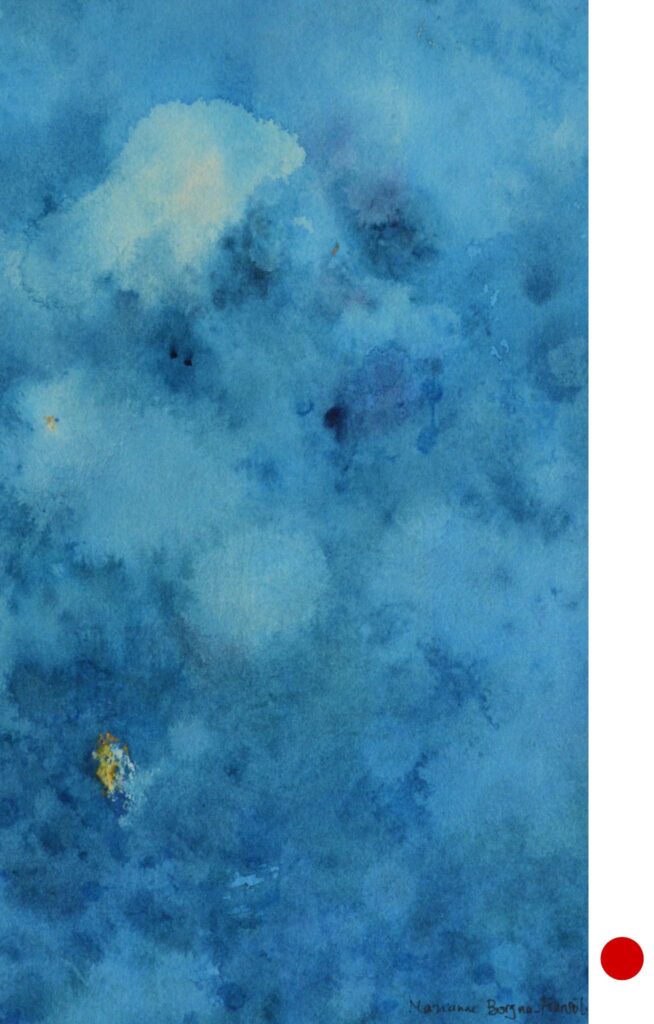 Peinture abstraite 'Ilots solitaires n°2' de Marianne Borgna-Fransioli – Aquarelle Winsor & Newton sur papier Hahnemühle