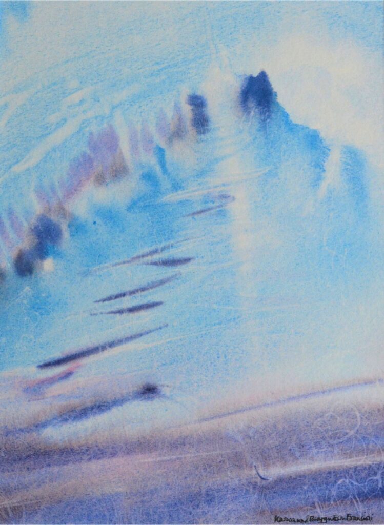 Peinture abstraite 'Islande' de Marianne Borgna-Fransioli – Aquarelle Winsor & Newton sur papier Hahnemühle