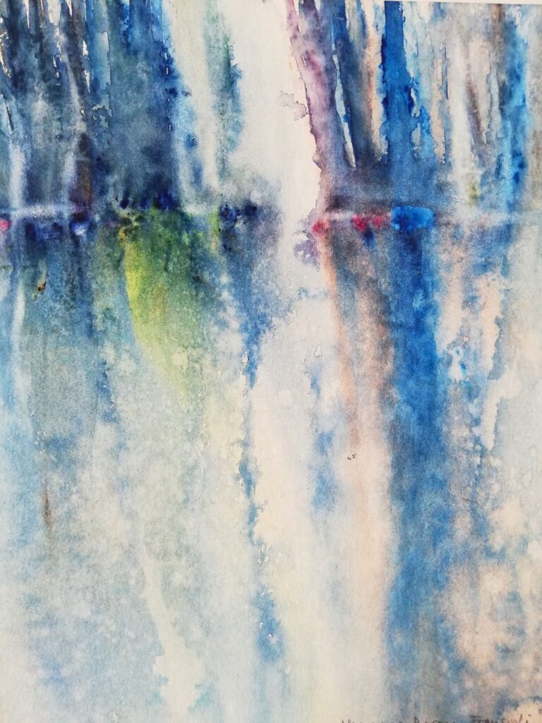 Peinture abstraite 'Lyas' de Marianne Borgna-Fransioli – Aquarelle Winsor & Newton sur papier Hahnemühle