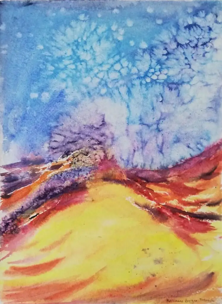 Peinture abstraite 'Plage n°2' de Marianne Borgna-Fransioli – Aquarelle Winsor & Newton sur papier Hahnemühle