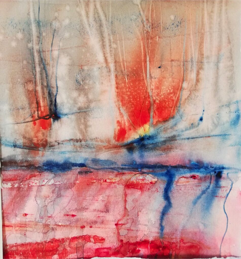 Peinture abstraite 'Sous-bois' de Marianne Borgna-Fransioli – Aquarelle Winsor & Newton sur papier Hahnemühle