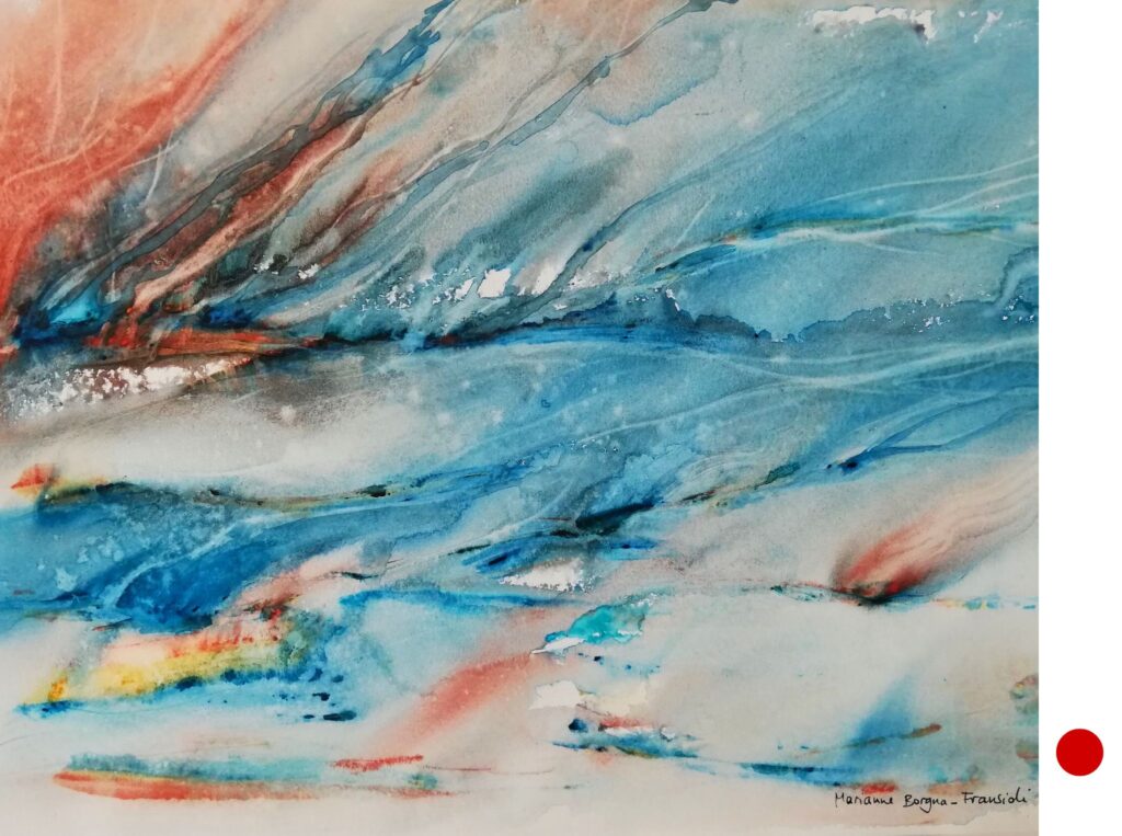 Peinture abstraite 'Turbulences' de Marianne Borgna-Fransioli – Aquarelle Winsor & Newton sur papier Hahnemühle