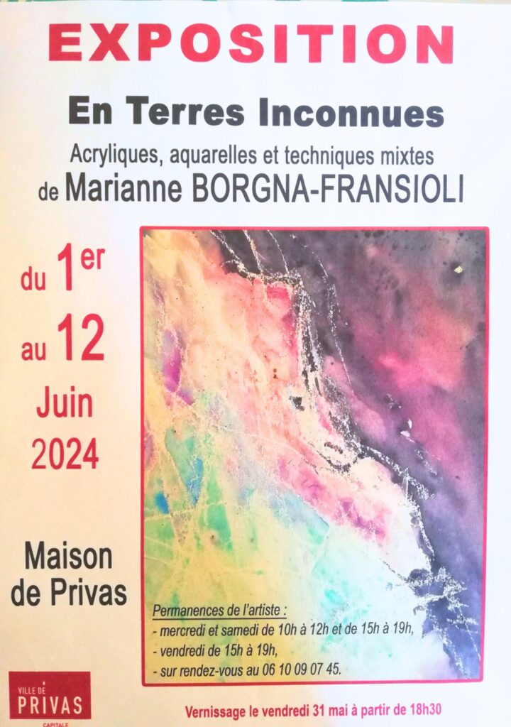 Affiche Exposition de Marianne-Borgna-Fransioli, En terres inconnues