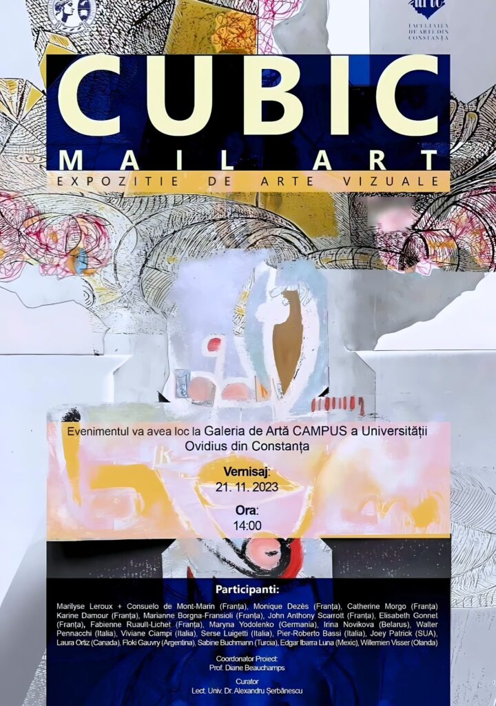Affiche exposition de Marianne Borgna-Fransioli, "CUBIC", en Roumanie, 2023